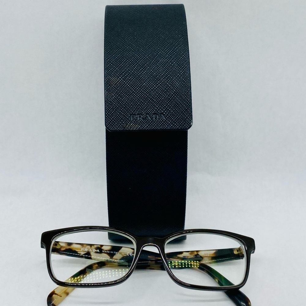 Authentic Prada VPR 18T Eyeglasses Black Havana Tortoise w/ Case Certified